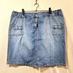 Contrast Distressed Denim Skirt Size 22
